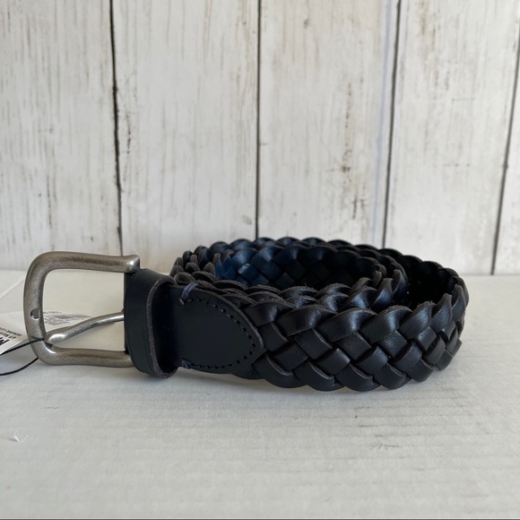 Uniqlo MEN LEATHER WIDE MESH BELT Navy - Picture 4 of 5